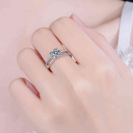 1 Carat Moissanite Crisscross Split Shank Ring