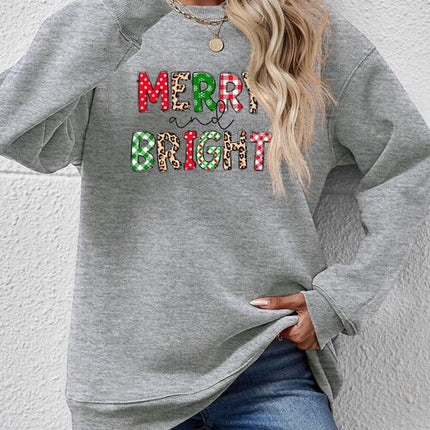 MERRY AND BRIGHT Round Neck Sweatshirt