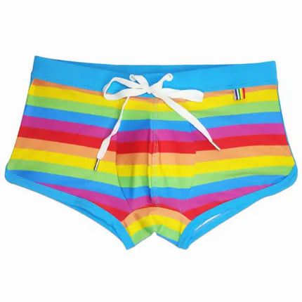 Bañador tipo bóxer con abertura atada Rainbow Fashion para hombre 