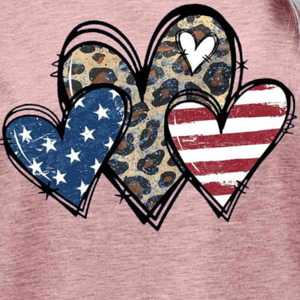 US Flag Leopard Heart Graphic Tee