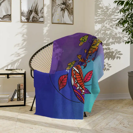 Uniquely You Velveteen Throw Blanket, Multicolor Wild Peacocks Print, v2