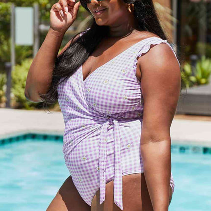 Marina West Swim Full Size Float On Ruffle Faux Wrap One-Piece in Carnation Pink