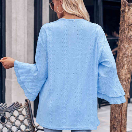 Eyelet Bell Sleeve Cardigan