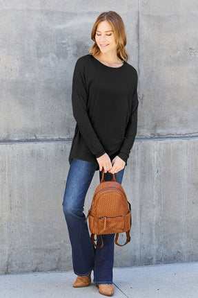 Basic Bae Full Size Round Neck Dropped Shoulder T-Shirt - Vickie Lynn's