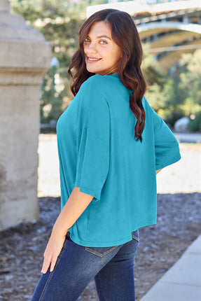 Basic Bae Full Size Round Neck Drop Shoulder T-Shirt - Vickie Lynn's