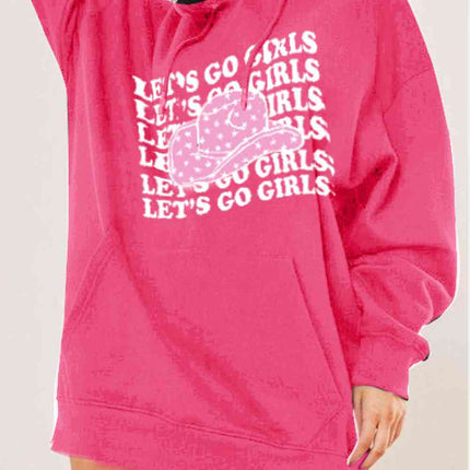Simply Love Simply Love Full Size LETÃ¢â‚¬â„¢S GO GIRLS Graphic Dropped Shoulder Hoodie
