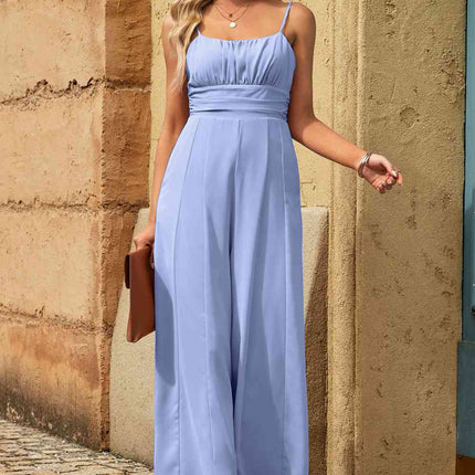 Spaghetti Strap Tied Seam Detail Jumpsuit