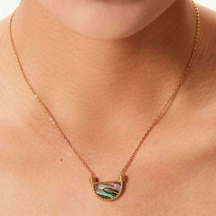 Stainless Steel Semi Circle Pendant Necklace