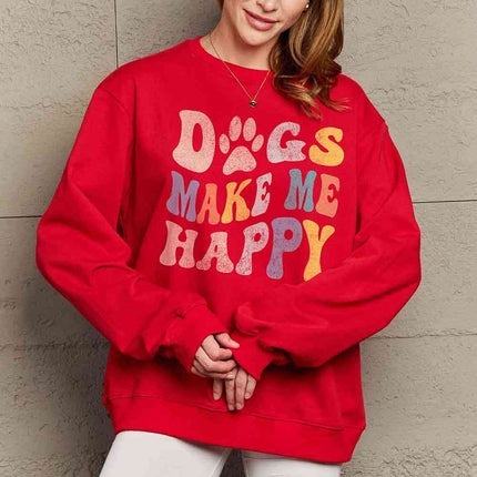 Simply Love Simply Love Full Size DOGS MAKE ME HAPPY Graphic Sweatshirt