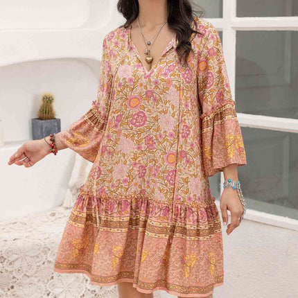 Floral Tie Neck Mini Dress