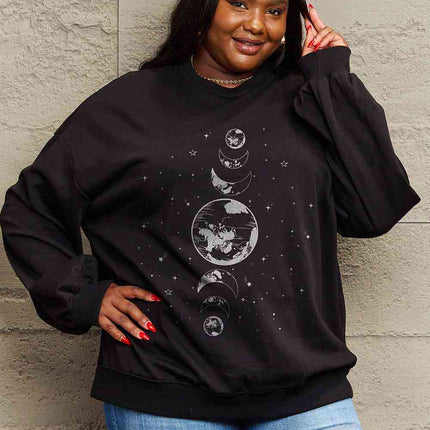 Simply Love Full Size Earth & Moon Graphic Sweatshirt