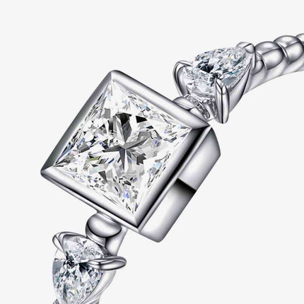 Moissanite Square Shape 925 Sterling Silver Ring