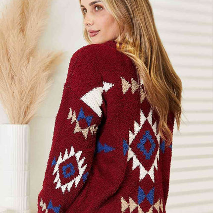 HEYSON Full Size Aztec Soft Fuzzy Sweater