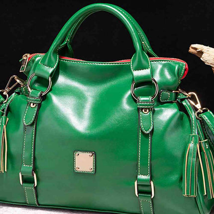 PU Leather Handbag with Tassels - Vickie Lynn's