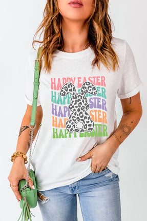 HAPPY EASTER Round Neck Short Sleeve T-Shirt - Vickie Lynn's