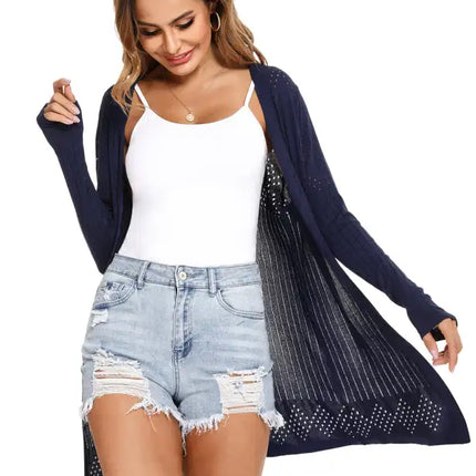 Cárdigan de manga larga de punto abierto para mujer 