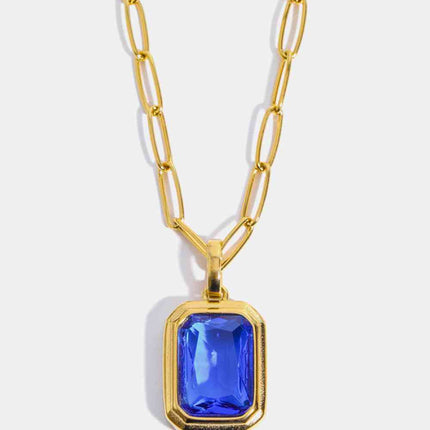Zircon 18K Gold-Plated Geometrical Shape Pendant Necklace