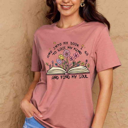 Simply Love Full Size Book & Flower Graphic Cotton Tee