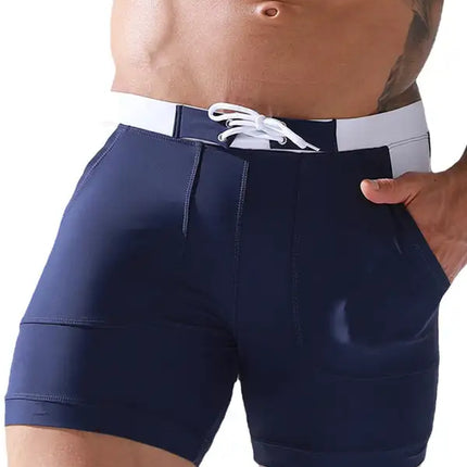 Bañador anudado con forro y bolsillo para hombre 