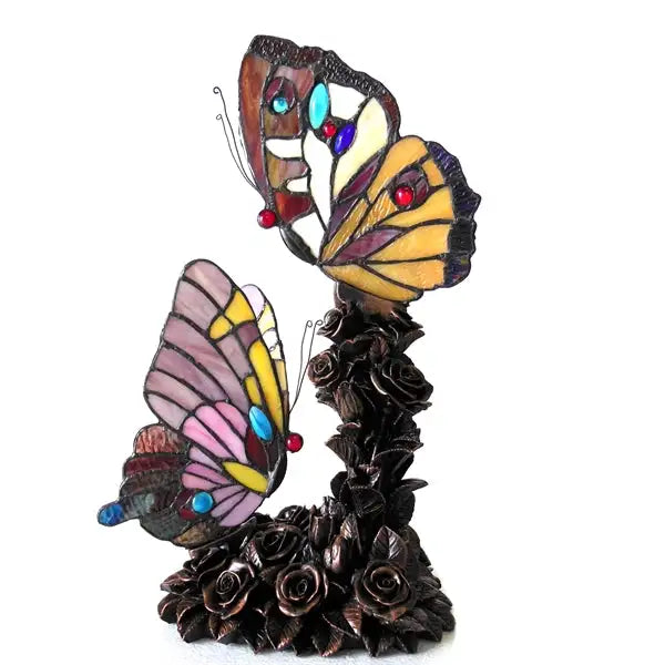 "EDITH 1" Tiffany-style 2 Light Butterfly Table Lamp