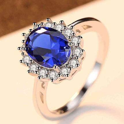 Synthetic Sapphire 925 Sterling Silver Ring