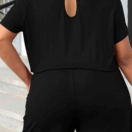 Plus Size Drawstring Waist Romper with Pockets