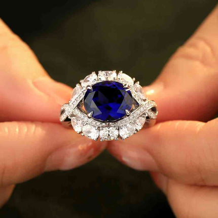 5 Carat Lab-Grown Sapphire Platinum-Plated Ring