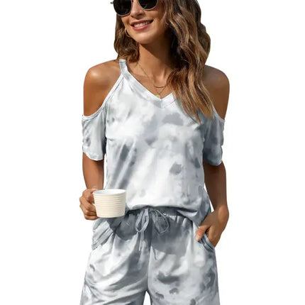 Women's Crew Neck Athleisure Pair Short Sleeve Suit
