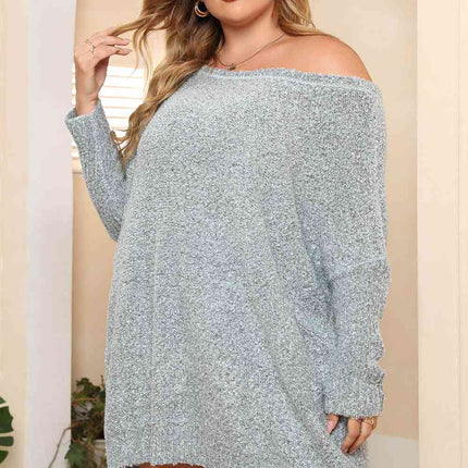 Plus Size Off Shoulder Long Sleeve Pullover Sweater