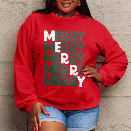 Simply Love Full Size MERRY Long Sleeve Sweatshirt