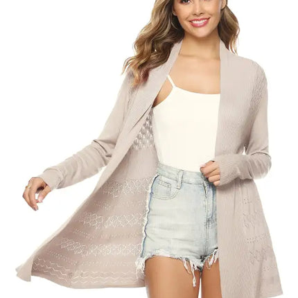 Cárdigan de manga larga de punto abierto para mujer 