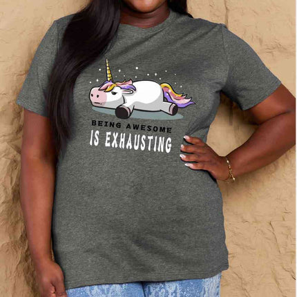 Simply Love Full Size BEING AWESOME IS EXHAUSTING Graphic Cotton Tee