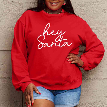 Simply Love Full Size HEY SANTA Graphic Sweatshirt