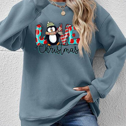 LIVE CHRISTMAS Drop Shoulder Round Neck Sweatshirt