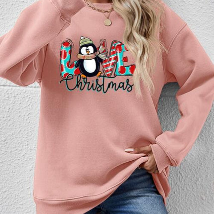 LIVE CHRISTMAS Drop Shoulder Round Neck Sweatshirt