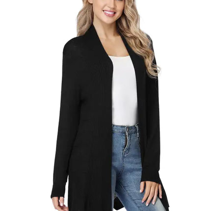 Cárdigan largo calado de punto para mujer 