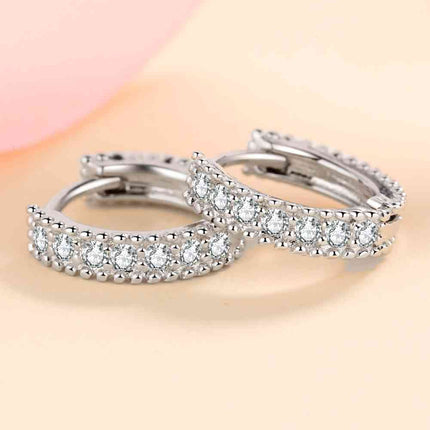 925 Sterling Silver Inlaid Moissanite Huggie Earrings