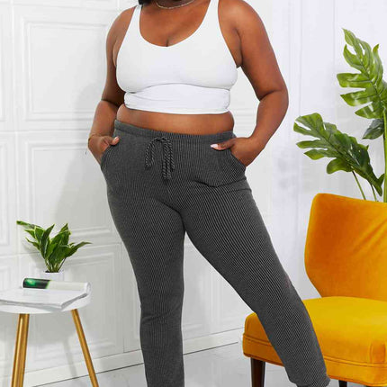 Blumin Apparel Full Size Easy Living Ribbed Joggers