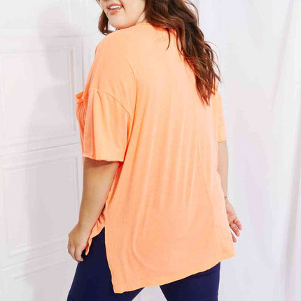 Zenana Neon Lights Full Size Raw Edge Pocket Tee