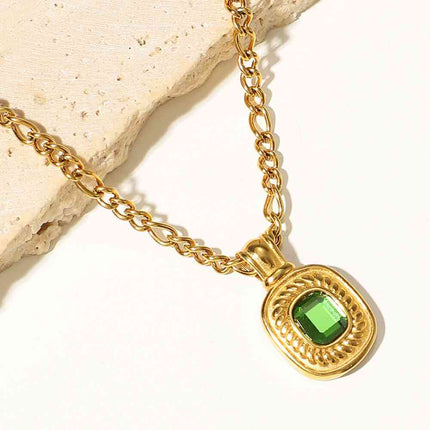 18K Gold Plated Inlaid Rhinestone Pendant Necklace