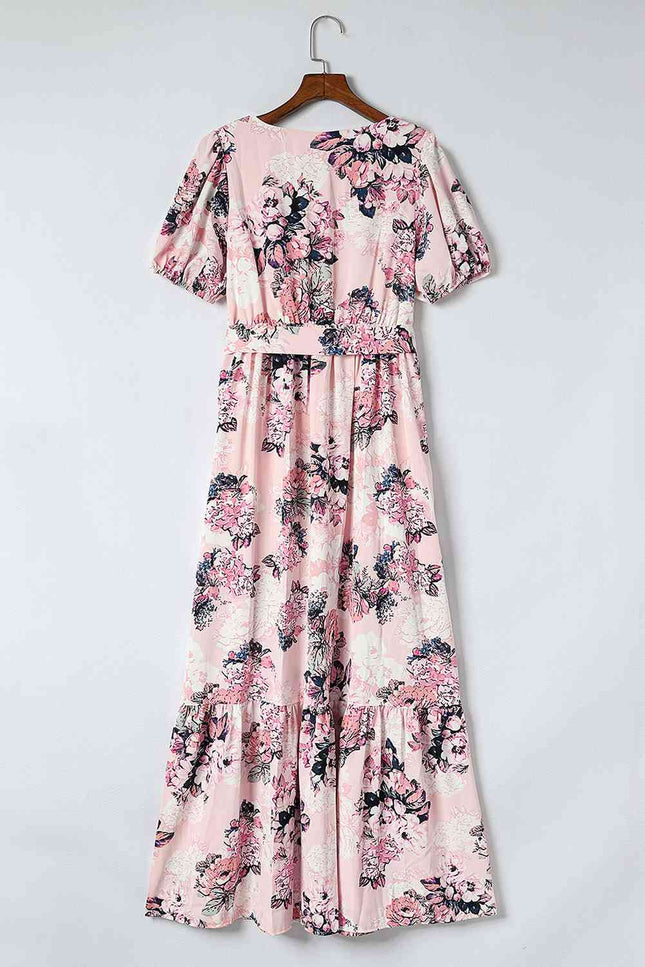 Floral Surplice Neck Dress