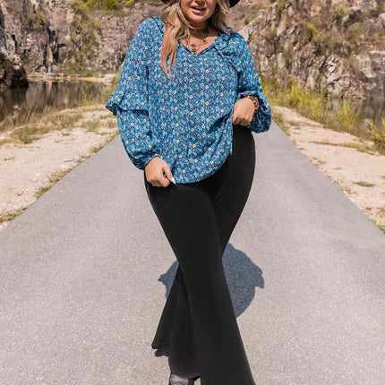 Plus Size Tie Neck Ruffled Blouse