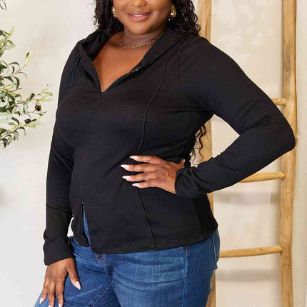 Culture Code Full Size Exposed Seam Long Sleeve Hoodie