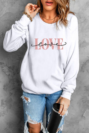 LOVE Round Neck Dropped Shoulder Sweatshirt - Vickie Lynn's