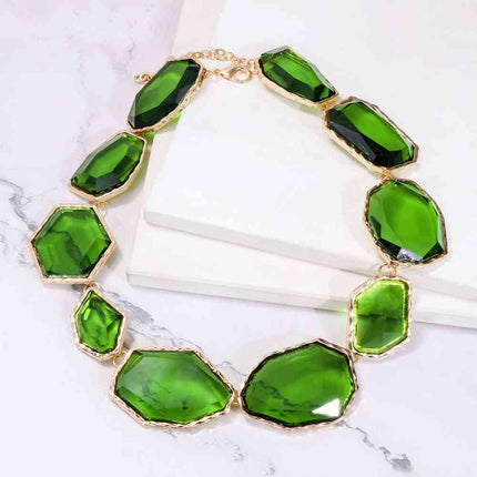 Geometrical Shape Zinc Alloy Frame Resin Necklace