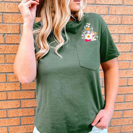 Graphic Round Neck Pocket Tee