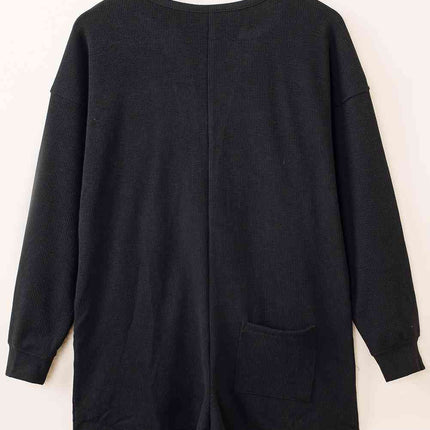 Notched Neck Long Sleeve Romper