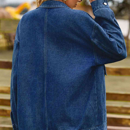 Dropped Shoulder Denim Jacket with Pockets