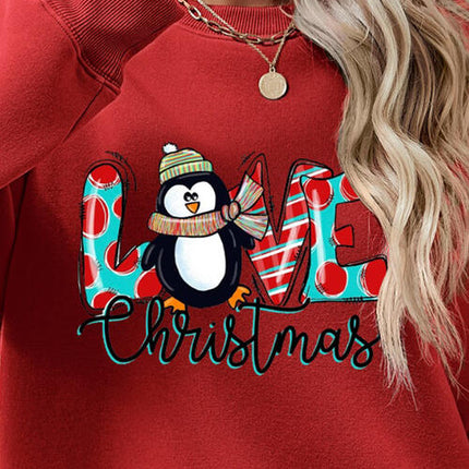 LIVE CHRISTMAS Drop Shoulder Round Neck Sweatshirt