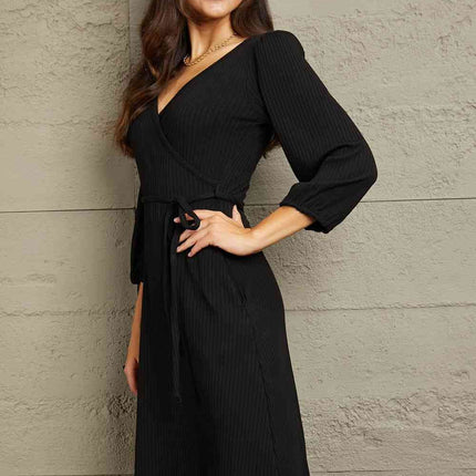 Culture Code Full Size Surplice Flare Ruching Dress
